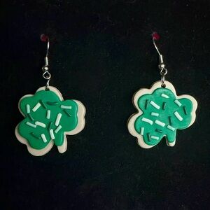 Green Lucky Clover Shamrock Earrings, St. Patrick's Day, Girl Scout Cookies 🍀